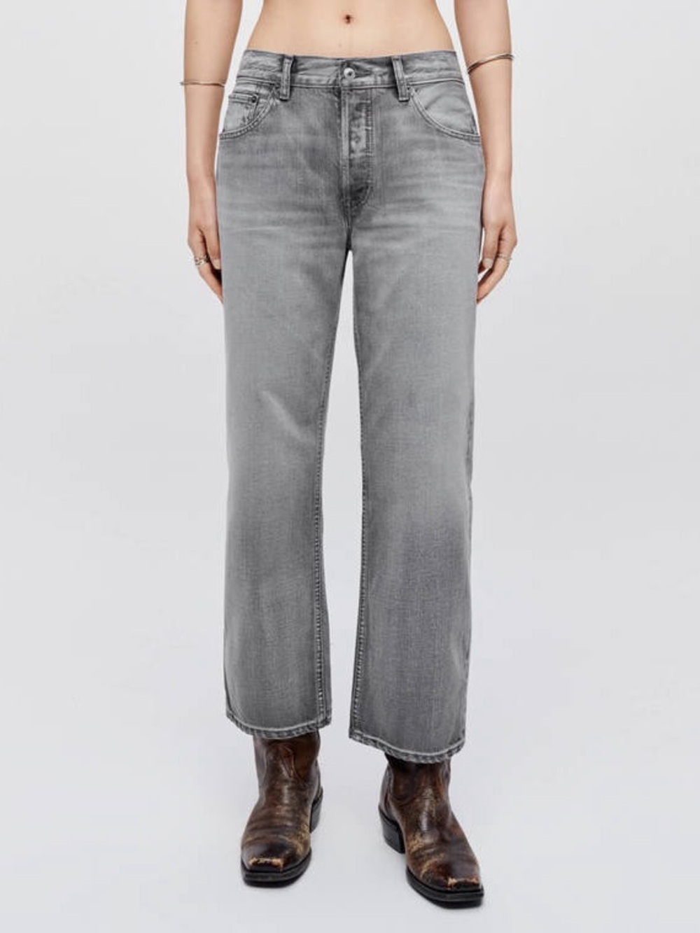 RE/DONE Loose Crop Jeans in Washed Grey size 25
